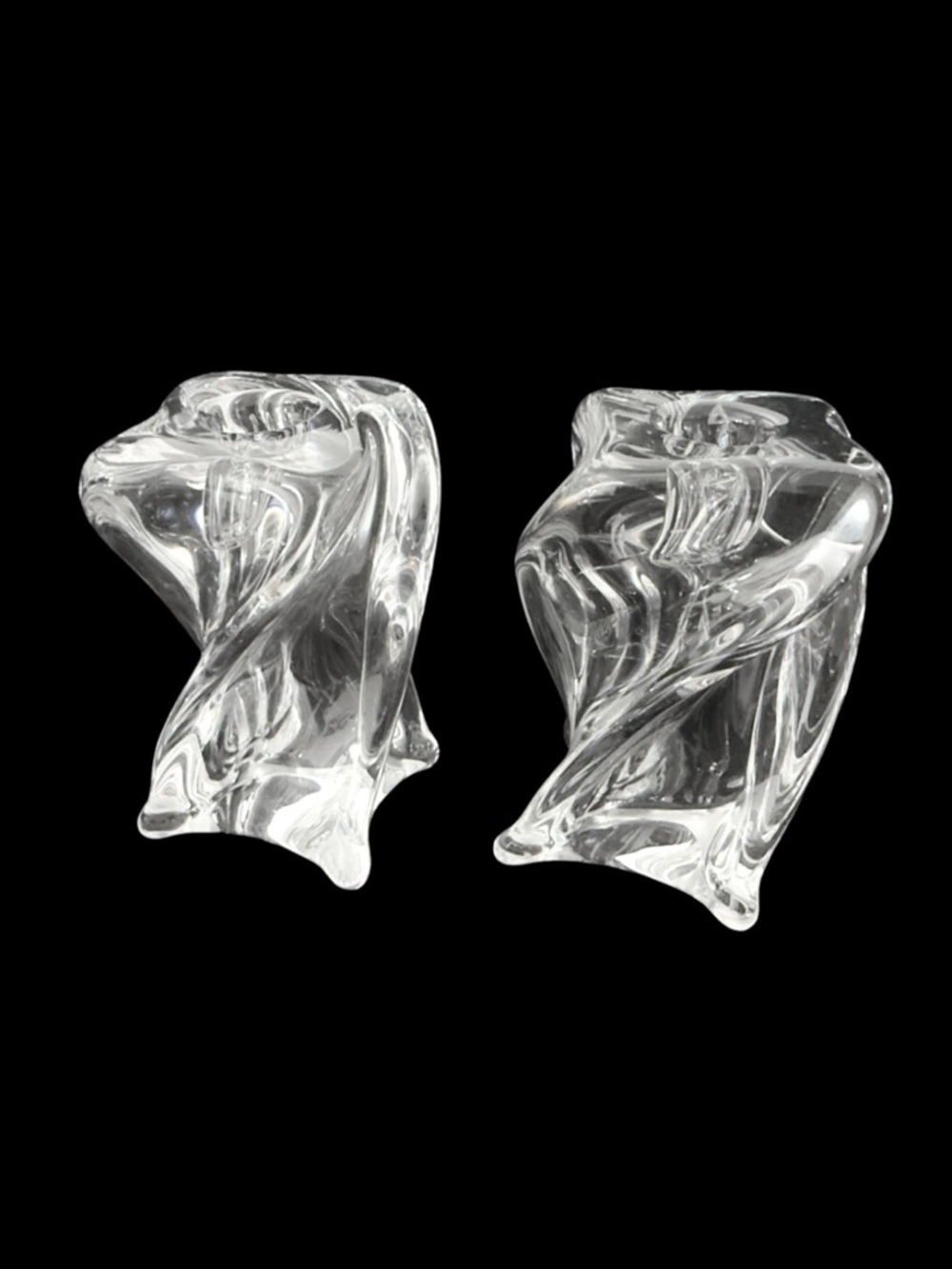 Saint Louis Crystal "Isabelle" Twisted Candlesticks | Pair | 4" | France | Rare